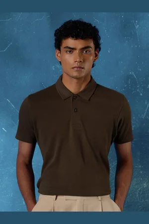 Flying Machine Men Solid Polo Collar Cotton T-shirt