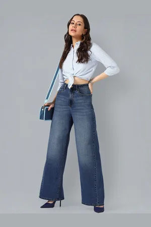 Flying Machine Women Ultra Baggy High-Rise Clean Look Light Fade Jeans