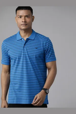 Park Avenue Men Striped Polo Collar Slim Fit T-shirt