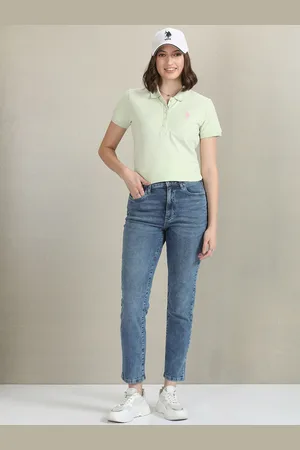 Ralph Lauren Slim Fit Mid-Rise Heavy Fade Stretchable Cropped Jeans