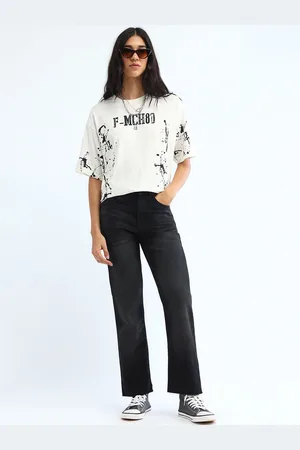 Flying Machine Women Straight Fit High-Rise Light Fade Stretchable Jeans