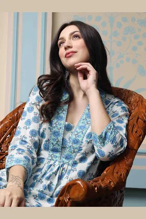 Ishin Floral Printed Regular Pure Cotton Kurta with Palazzos