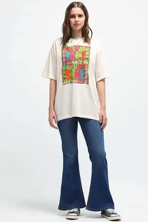 Flying Machine Women Flared High-Rise Light Fade Stretchable Jeans
