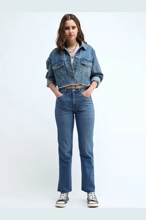 Flying Machine Women High-Rise Straight Fit Light Fade Stretchable Jeans