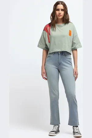Flying Machine Women Straight Fit High-Rise Light Fade Stretchable Jeans