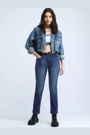 Flying Machine Women Straight Fit High-Rise Light Fade Stretchable Jeans