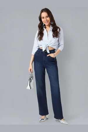 Flying Machine Women Straight Fit High-Rise Clean Look Stretchable Jeans