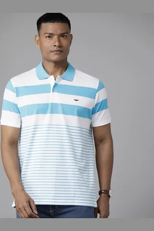 Park Avenue Men Striped Polo Collar Slim Fit T-shirt