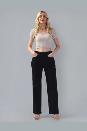 Flying Machine Women Straight Fit High-Rise Stretchable Cotton Jeans