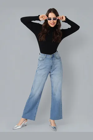 Flying Machine Women Straight Fit High-Rise Clean Look Light Fade Stretchable Jeans