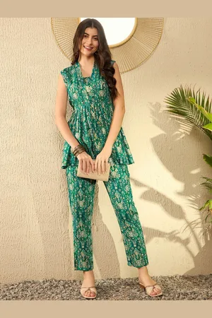 Kalini Printed V-Neck Top With Trousers