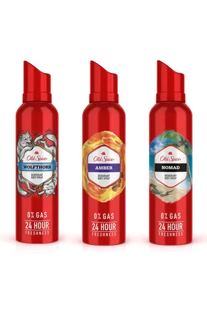 Old Spice Men Set Of 3 Amber, Wolfthorn & Nomad Deodorant Body Spray - 140ml Each