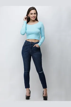 Moda Rapido Women Solid Fitted Cotton Crop Top