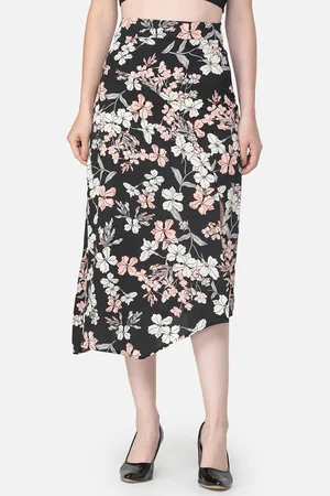 Cation Women Floral Printed Midi A-Line Skirts