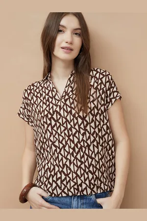 Lifestyle Women Printed Shirt Collar Top