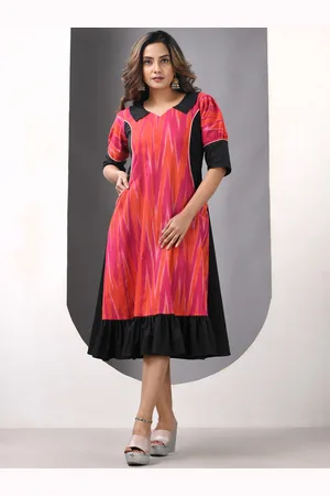 Charukriti Printed Cotton A-line Ethnic Dress