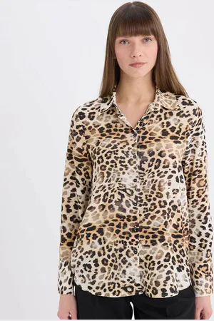 DeFacto Women Spread Collar Animal Printed Casual Shirt