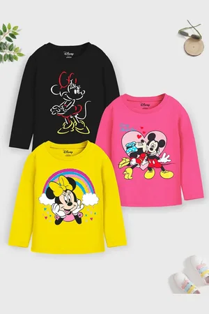 Miss and Chief Girls Pack Of 3 Minnie Mouse Graphic Printed Cotton T-shirts