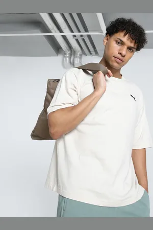 PUMA Wardrobe Essentials Men Brand Logo Printed Pure Cotton Relaxed Fit Short Sleeve T-Shirt