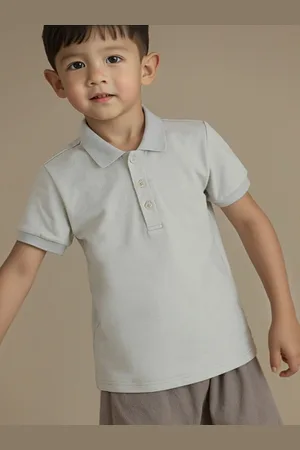 LULU & SKY Boys Solid Polo Collar Cotton T-shirt