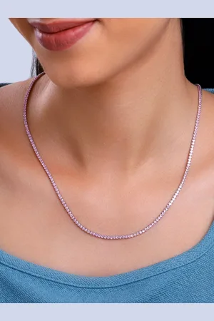 GIVA 925 Silver Rhodium-Plated Moonlit Grace Tennis Zircons Minimal Necklace