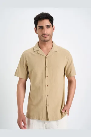 Pantaloons Men Relaxed Fit Cuban Collar Textured Cotton Casual Shirt