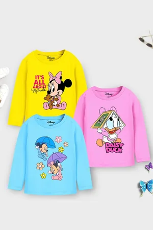 Miss and Chief Girls Pack Of 3 Minnie & Daisy Graphic Printed Cotton T-shirts