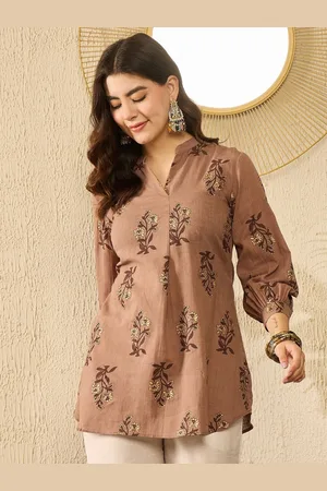 Kalini Women Floral Printed Mandarin Collar Longline Top