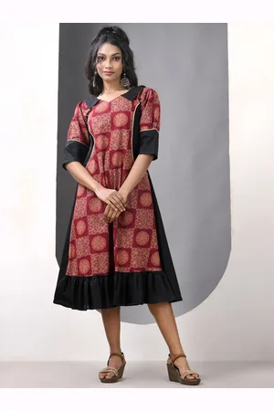 Charukriti Printed Cotton A-line Ethnic Dress