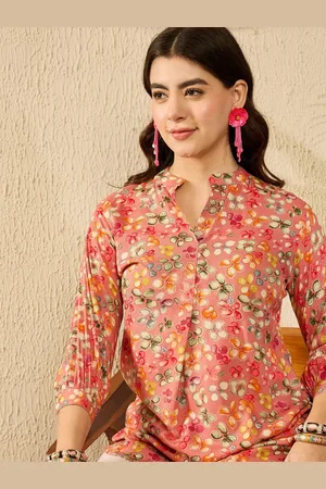 Kalini Women Floral Printed Mandarin Collar Top