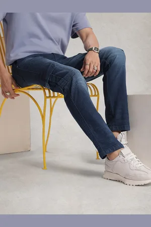 WROGN Men Relaxed Fit Light Fade Stretchable Cargo Jeans