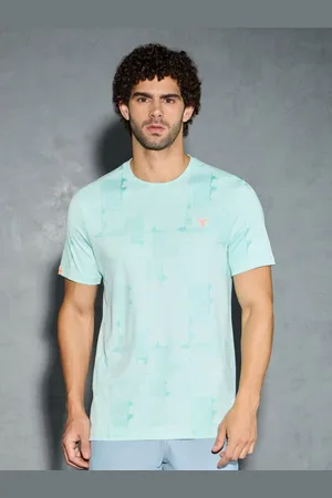 TECHNOSPORT Men Abstract Printed Antimicrobial Slim Fit Sports T-shirt