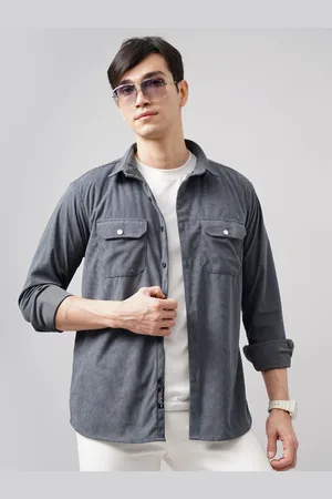 PAUL STREET Men Self Design Textured Corduroy Casual Shacket