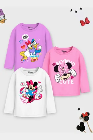 Miss and Chief Girls Pack Of 3 Minnie & Daisy Graphic Printed Cotton T-shirts