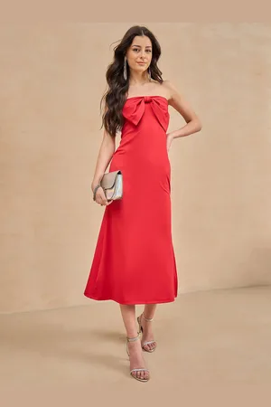 Color Capital Women Off-Shoulder A-Line Midi Dress