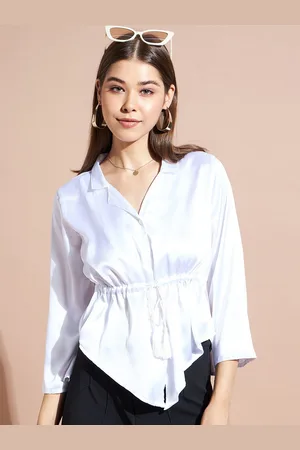 DressBerry Women Cinched Waist Tie-Ups Crop Top