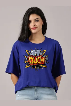 Rodzen Women Graphic Printed Round Neck Cotton Oversized T-shirt