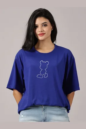 Rodzen Women Graphic Printed Round Neck Cotton Oversized T-shirt
