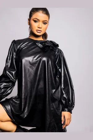 Erotissch Women Leather A-Line Dress