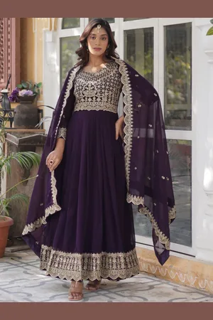 JATRIQQ Zari Embroidered Gown With Dupatta