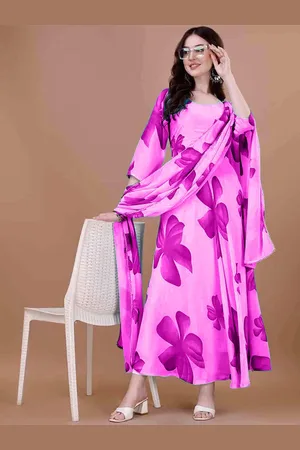 Femvy Women Floral Print Fit & Flare Maxi Ethnic Dress