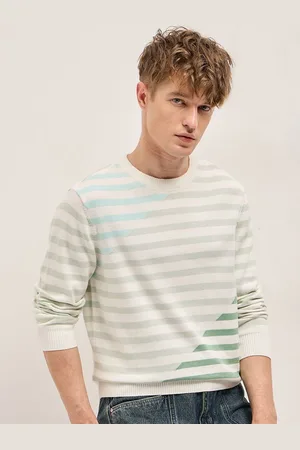 The Bear House Men Striped Round Neck Cotton Slim Fit T-shirt