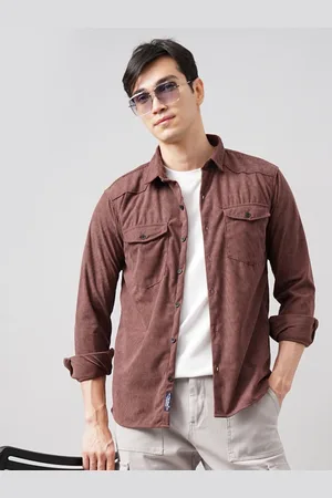 PAUL STREET Men Self Design Textured Corduroy Casual Shacket