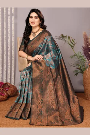 DIVASTRI Women Woven Design Zari Banarasi Saree With Blouse