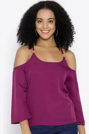 Moda Rapido Women Cold-Shoulder Crepe Styled Back Top