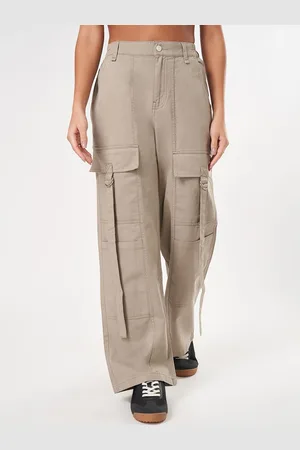 PEOPLE Women Mid-Rise Relaxed Fit Cargos Trousers