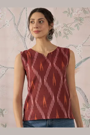 InWeave Women Printed Round Neck Cotton Top