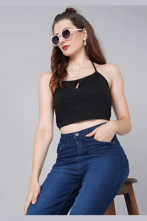 Moda Rapido Women Pure Cotton Shoulder Straps Sleeveless Crop Styled Back Top