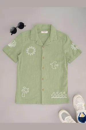 Pantaloons Boys Cuban Collar Graphic Printed Cotton Casual Shirt