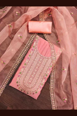 Kalini Floral Embroidered Thread Work Unstitched Dress Material